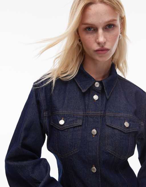 Topshop - Getailleerd denim overhemd in onbewerkt indigo, 2 van 4