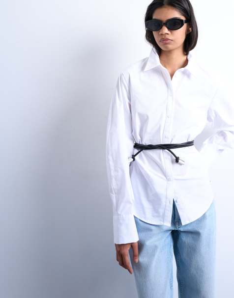 Topshop - Getailleerd overhemd met lange mouwen in wit - view 1