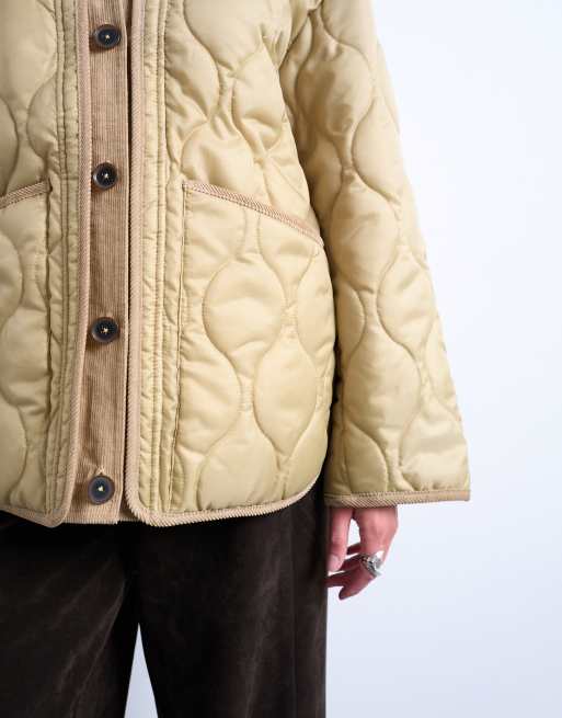 Topshop - Gevoerd jack met dubbele lagen in zandkleur, 3 van 4