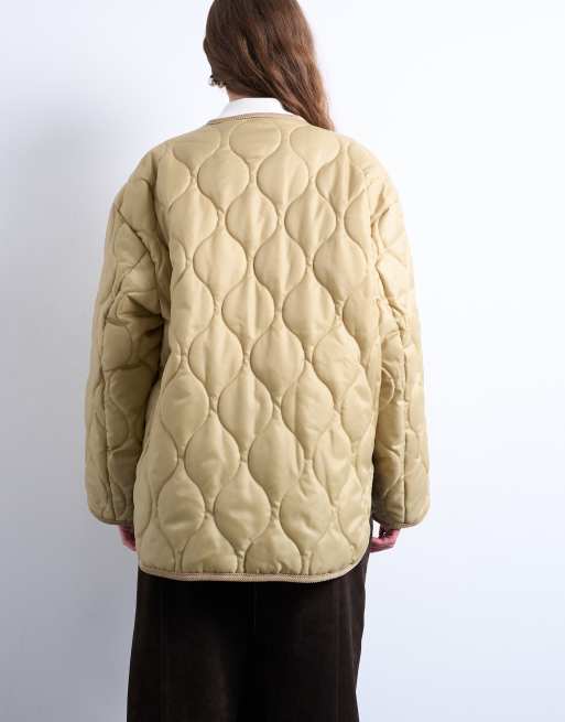 Topshop - Gevoerd jack met dubbele lagen in zandkleur, 4 van 4