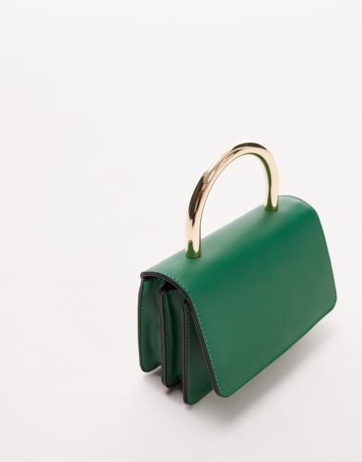 Topshop Gia metal handle grab bag in green