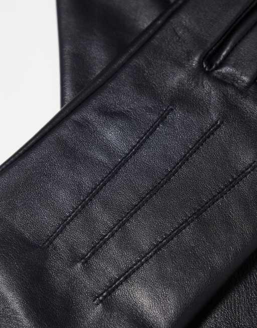 Topshop – Gia – Svarta, långa handskar i läder