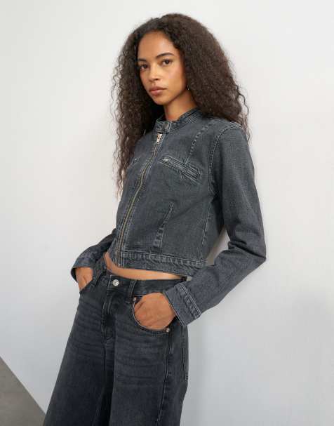 Topshop giacca aderente anni '90 in nero slavato - view 1