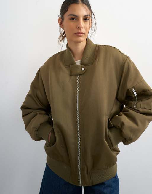 Topshop - Giacca bomber in nylon kaki, 3 di 4