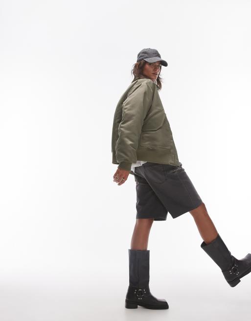 Topshop - Giacca bomber in twill di nylon kaki, 3 di 4