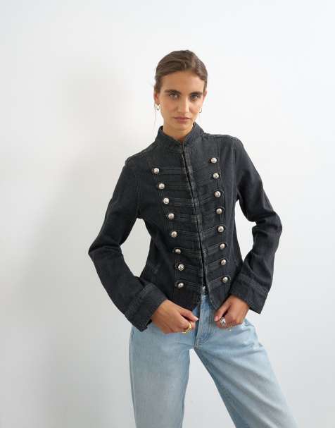 Topshop giacca denim drummer lavaggio nero - view 1