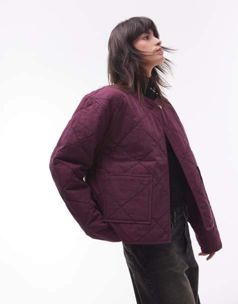 Topshop - Giacca foderata bordeaux slavato trapuntata - view 1