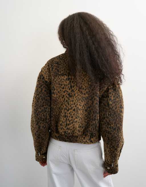 Topshop giacca in misto lana con stampa animalier, 4 di 4