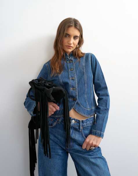 Topshop - Giacca in stile militare in denim blu intenso - view 1