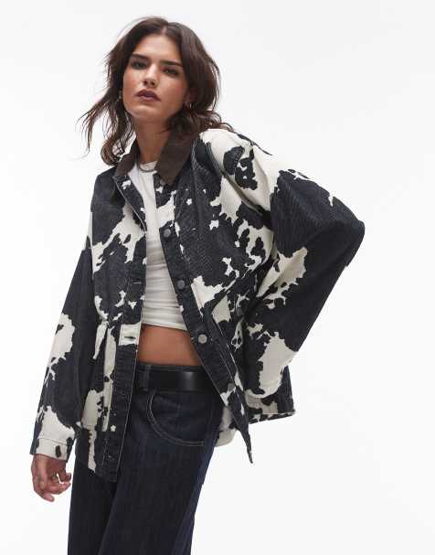 Topshop - Giacca in velluto a coste con stampa pezzata - view 1
