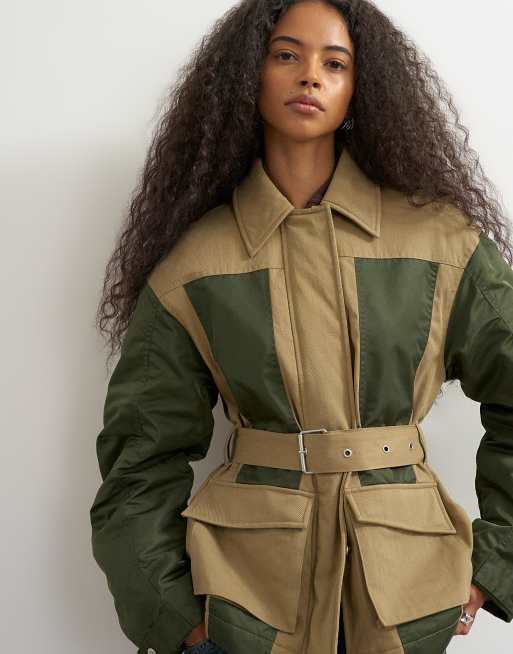 Topshop giacca multitasche ibrida con toppe kaki, 2 di 4