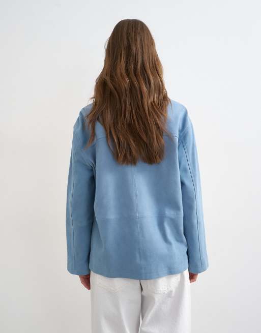 Topshop - Giacca premium in camoscio blu, 2 di 4