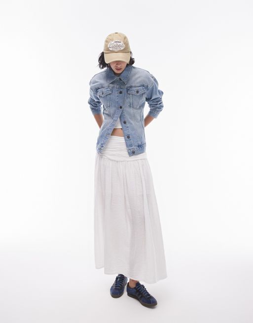 Topshop - Giacca trucker in denim lavaggio candeggiato con profili