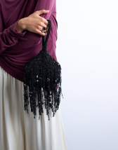 Topshop Giana sequin tassel grab bag in black