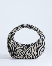 Topshop Giane canvas zebra scoop bag in black