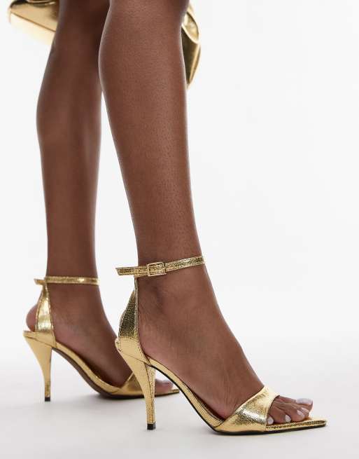 Gold Strappy Heels Inch Topshop Gianna Pointed Toe High Heels In