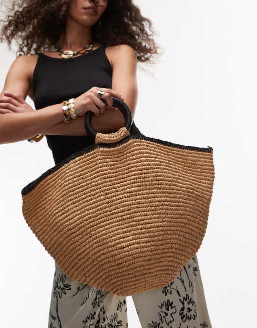 Topshop Gianni straw bag in natural, 3 of 4
