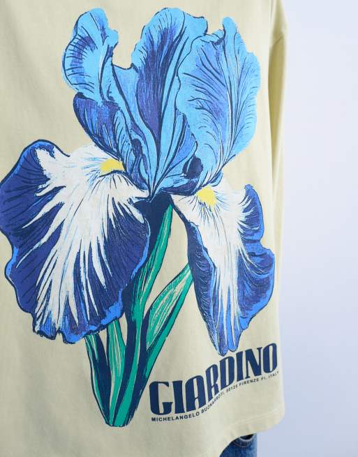 Topshop – Giardino Iris – Skater-T-Shirt in Grün mit Grafik, 2 von 4