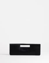 Topshop Giavanna hair on real leather medium rectangle grab bag in black