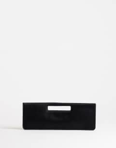 Giavanna hair on real leather medium rectangle grab bag in black