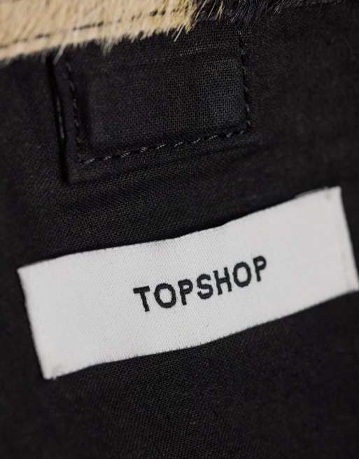 Topshop Giavanna hair on real leather medium rectangle grab bag in zebra, 4 of 4