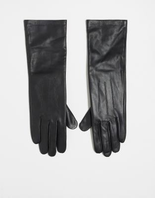 Topshop Topshop Gibson leather gloves in black