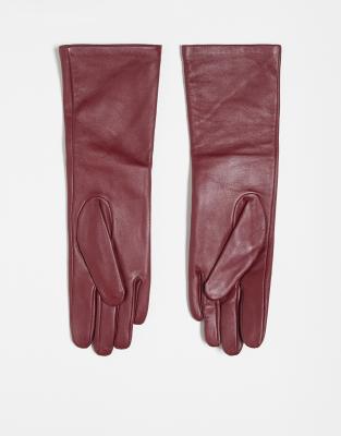 Topshop Topshop Gibson leather gloves in oxblood-Red