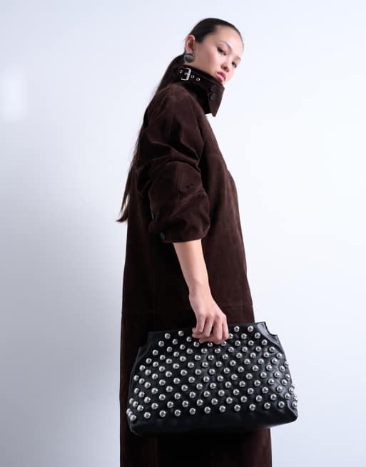 Topshop – Gideon – Czarna kopertówka z ćwiekami, 2 z 4