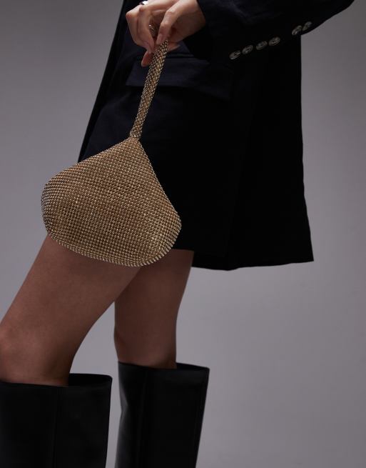 Topshop - Gigi - Borsa a mano oro decorata