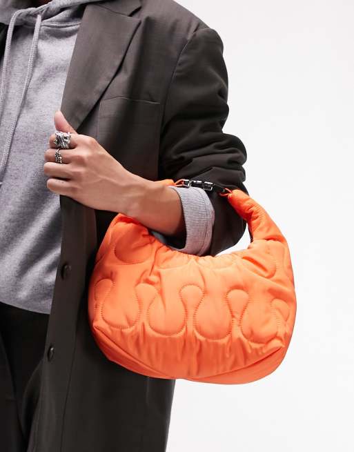 Topshop – Gigi – Pomarańczowa pikowana torebka