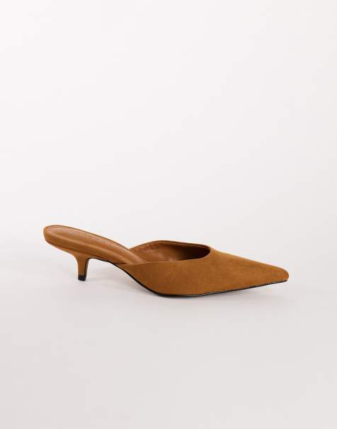 Topshop Gigi pumps med taxklack i kastanjefärgad mockaimitation - view 1