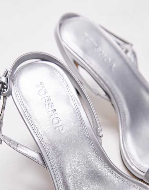 Topshop - Gigi - Sandales à talon en deux parties - Argenté, 2 de 4