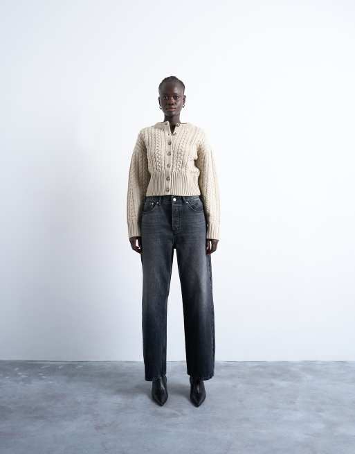 Topshop - Gilet ajusté en maille torsadée - Grège, 2 de 4