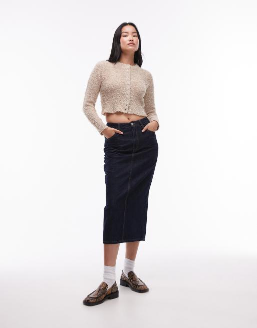 Topshop - Gilet court ras de cou en maille texturée - Ivoire, 3 de 4