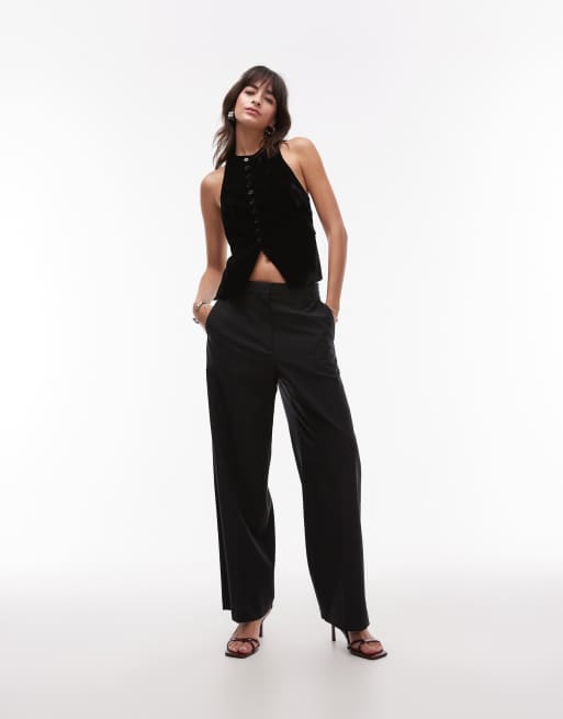 Topshop - Gilet de costume boutonné en velours - Noir, 2 de 4