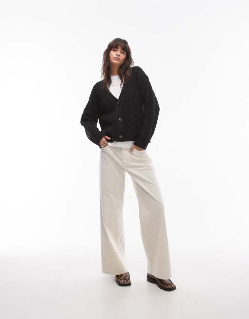 Topshop - Gilet décontracté en maille torsadée à col V - Noir, 2 de 4