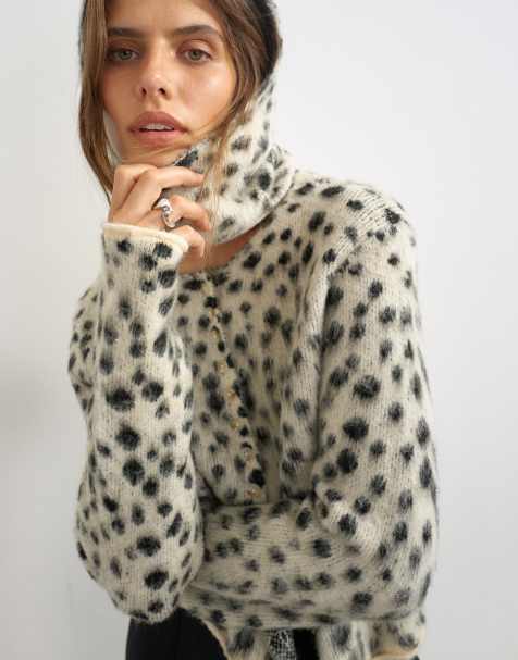 Topshop gilet écharpe en maille avec laine à motif dalmatien - view 1
