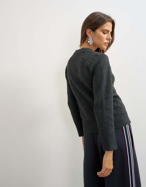 Topshop gilet en maille à col rond en Coal, 4 de 4