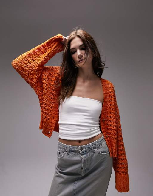 gilet en maille orange