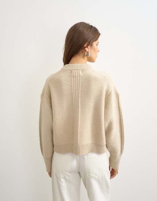 Topshop gilet en maille coupe carrée à grosses côtes couleur latte, 3 de 4