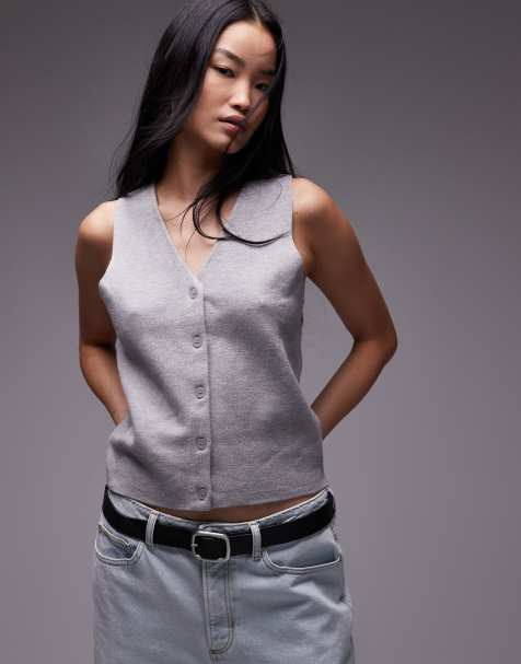 Topshop - Gilet in maglia compatta grigio - view 1