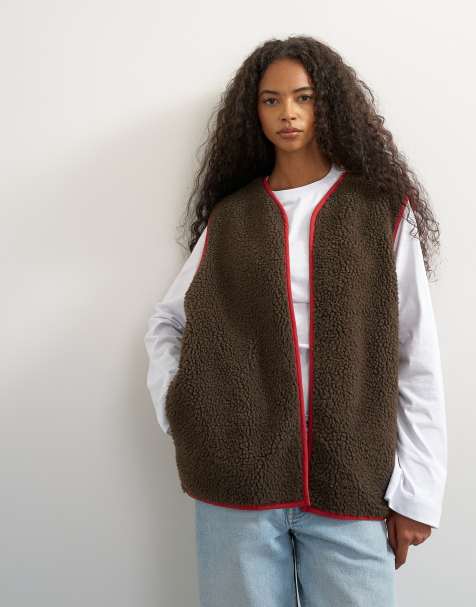 Topshop - Gilet in pile borg color cioccolato - view 1