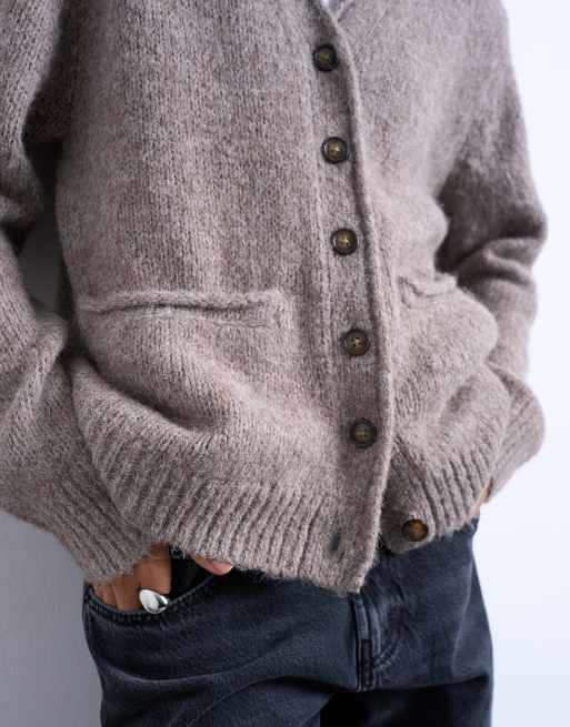 Topshop - Gilet long en maille épaisse mélangée avec poches, 3 de 4
