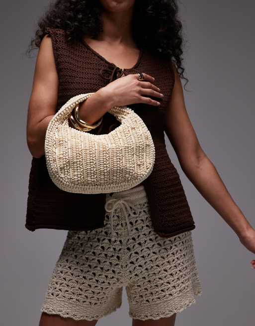 Topshop - Gilly - Beige håndtaske med perler, 3 af 4