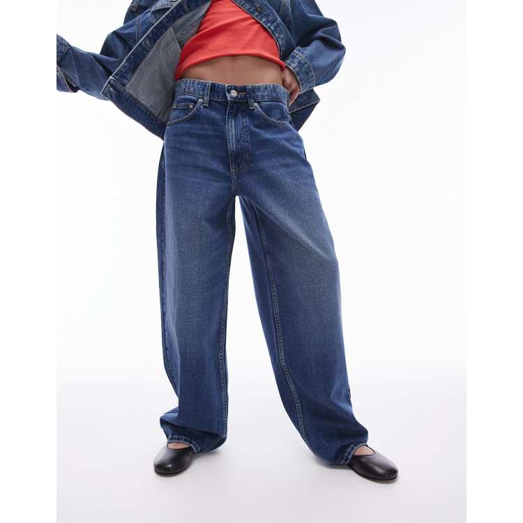 Topshop Gilmore Jean boyfriend a taille basse Bleu vif ASOS