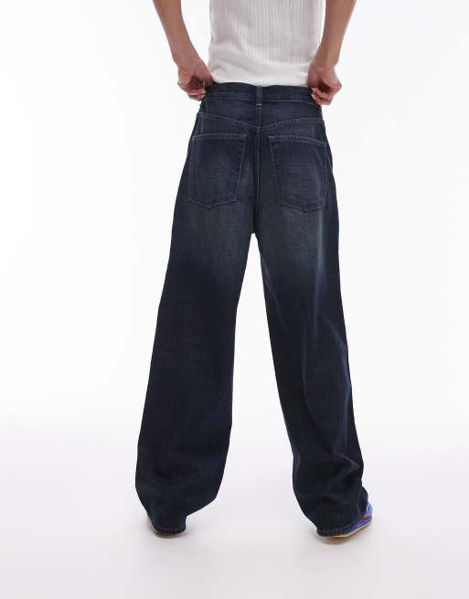 Topshop - Gilmore - Lavtaljede boyfriend-jeans i mørkeblå, 3 af 5