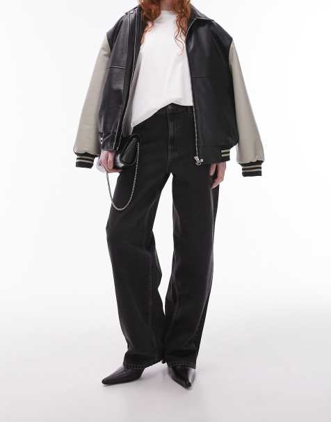 Topshop Gilmore low slung boyfriend jean in dirty washed black - view 1