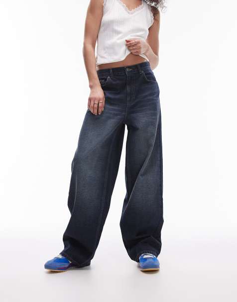 Topshop Gilmore low slung boyfriend jeans in abyss - view 1