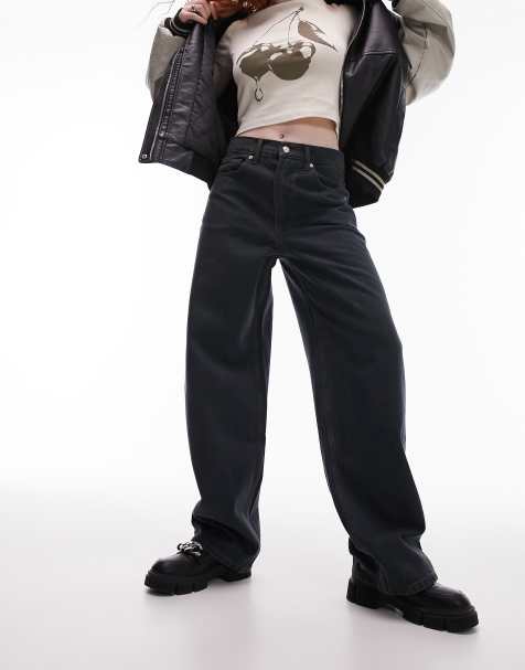 Topshop Gilmore low slung boyfriend jeans in midnight blue - view 1