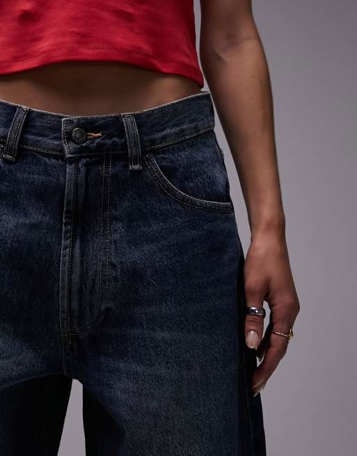 Topshop – Gilmore – Mörkblå jeans i boyfriend-modell med låg midja, 2 av 5